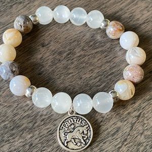 Bamboo agate and selenite bracelet